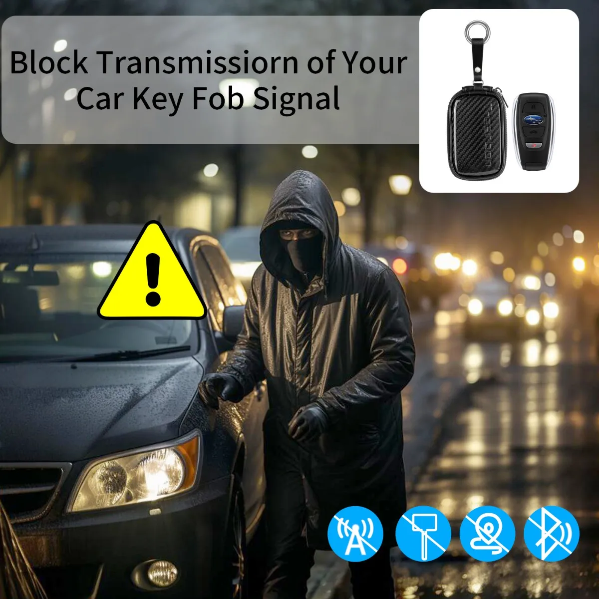 T-carbon Carbon Fiber Car Key Wallet Universal Key Fob Bag Protect From EMF, RFID, Car RFID Signal Blocking Key Fob Protector