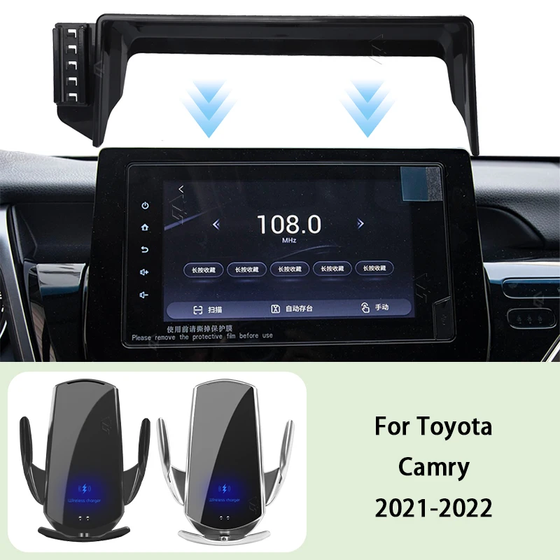 Car Phone Holder Screen Panel Fixed Base For Toyota Camry 2021-2022 Car Mobile Phone Wireless Charging Mount Accessories