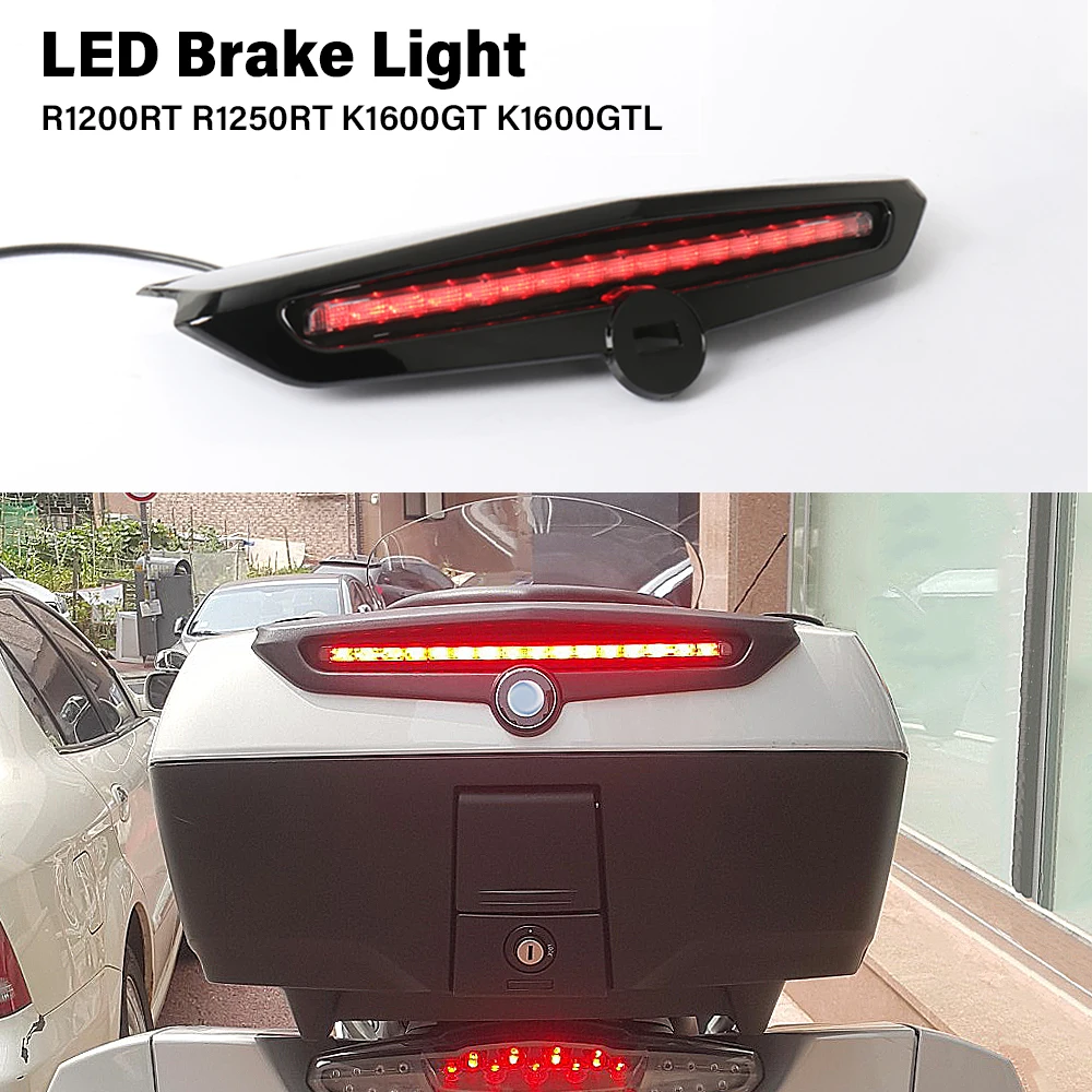 

For BMW R1200RT R1250RT K1600GT K1600GTL Exclusive Motorcycle Accessories LED Brake Light Top Case Cover 49L Black Chrome