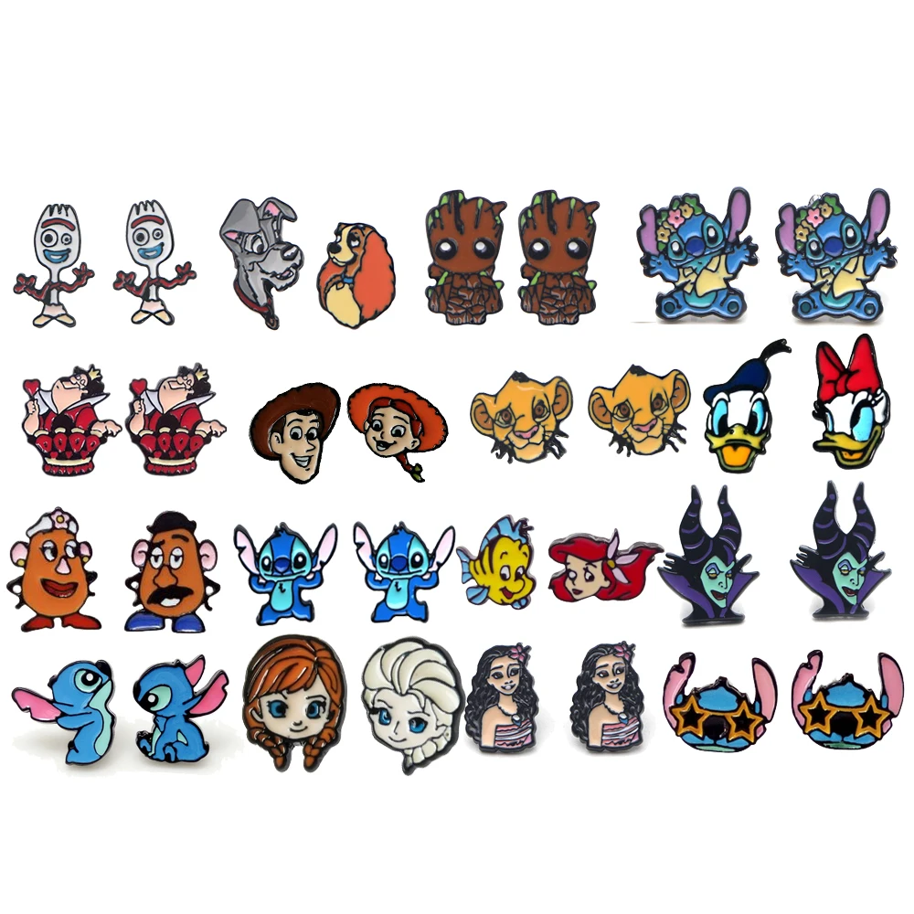 

Classic Cartoon Movie Studs Earrings For Womans Cute Piercing Earrings Enamel Cosplay Accessorices Gift for Children Friends