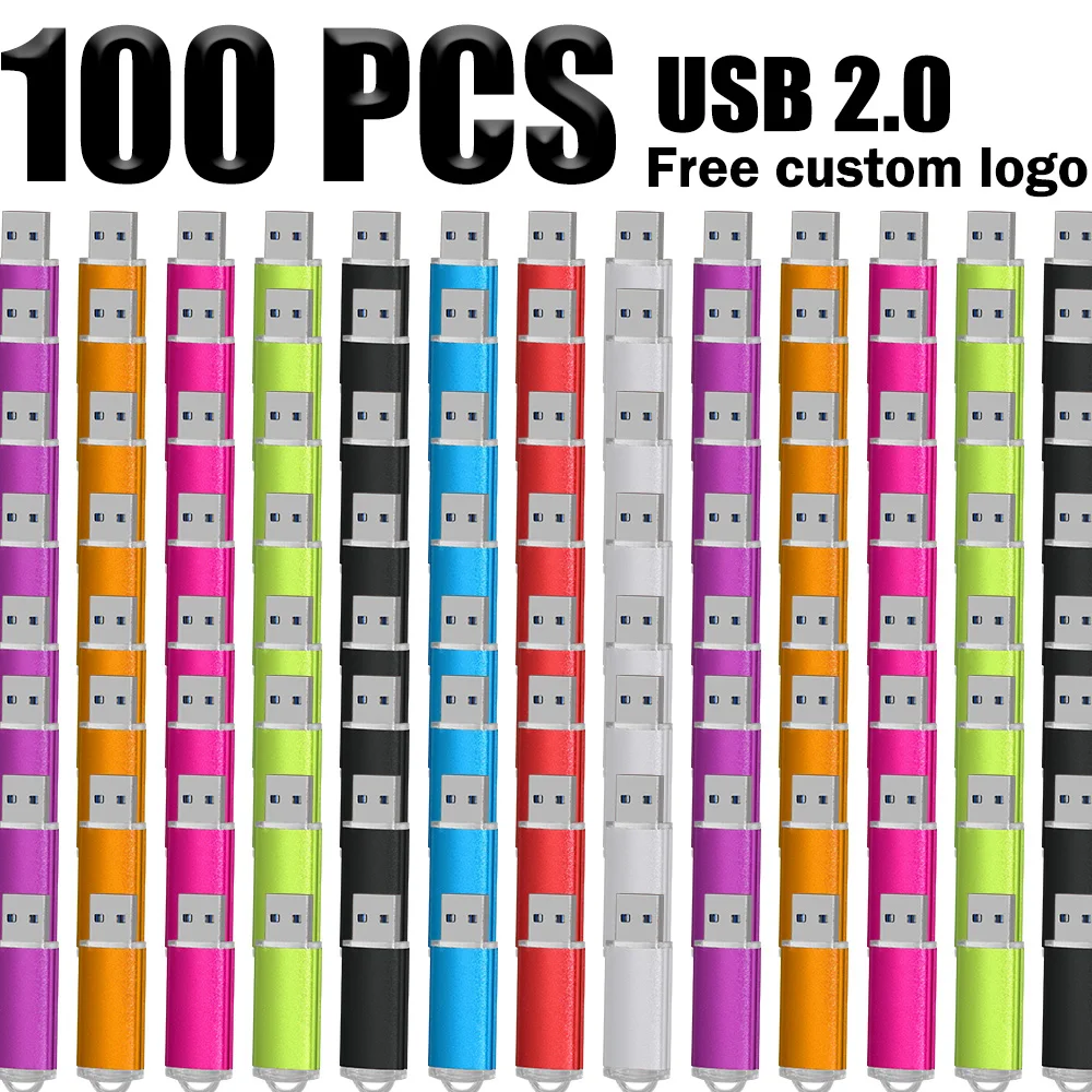 

100pcs Free custom Logo metal USB Flash Drive 128GB 64GB 32GB 8GB 4GB memory Flash USB Stick pen drive 128mb 512mb PenDrive 2.0
