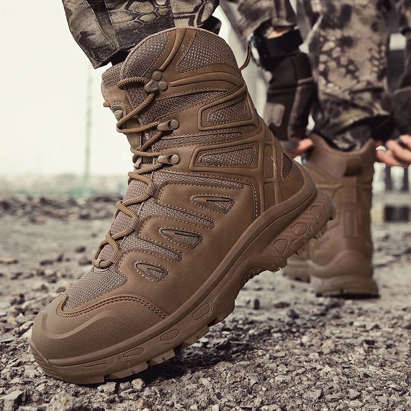 Outdoor Hiking Shoes Men Boots Anti-slip Low-top Casual Shoes Men Lace-up Wear-resistant Soft Breathable Lace-up Sport Shoes Men