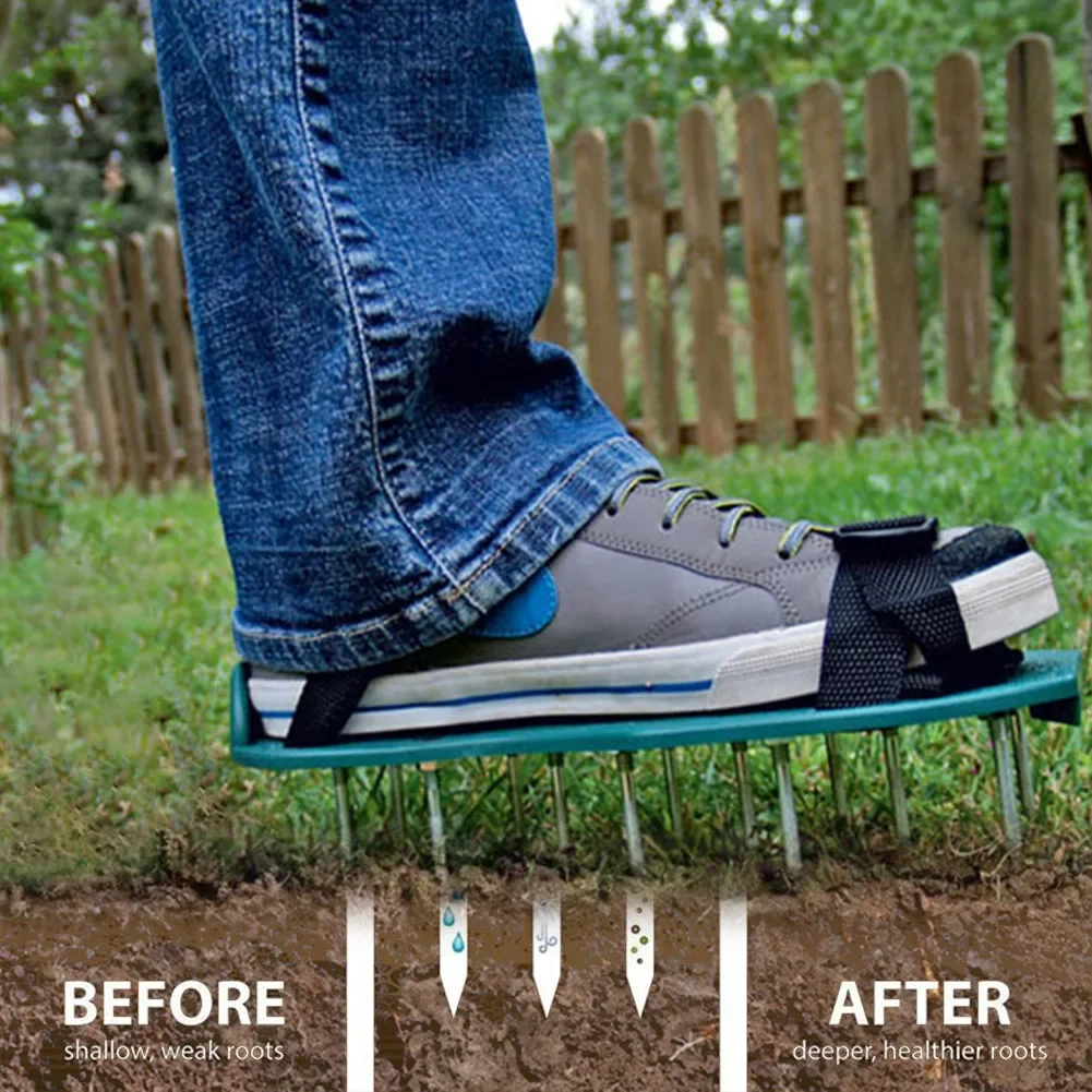 

Grass Spiked Aerator Sandals Pair Revitalizing Gardening Walking Nail Shoes Cultivator Scarifier Yard Garden Tool