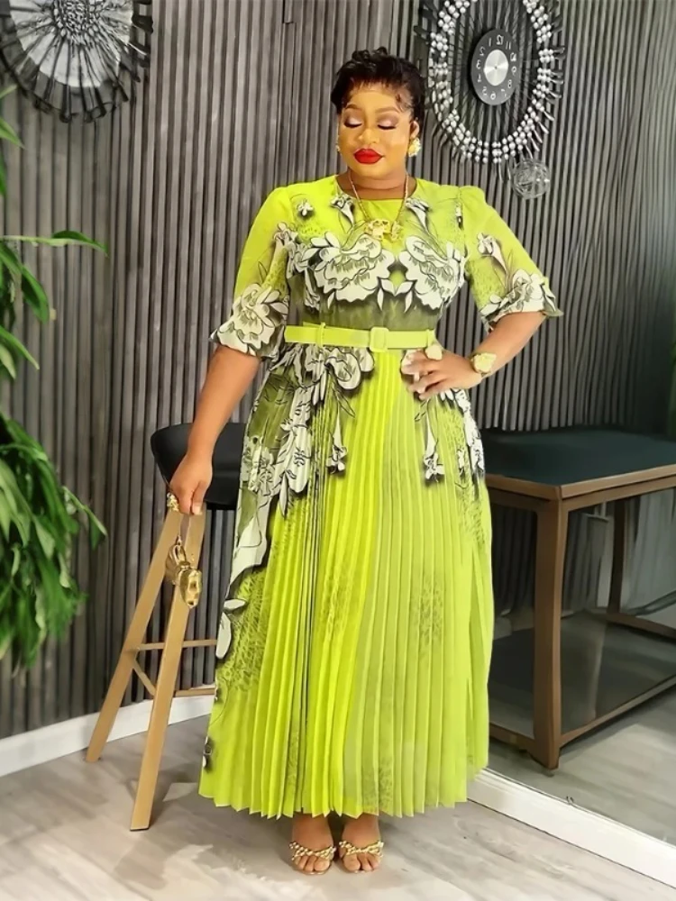 

Шифоновые платья с принтом для женщин, вечернее платье для свадебной вечеринки, выпускного вечера, лето 2021, осень, африканская одежда, Дубай, Турция, кафтан, абайи