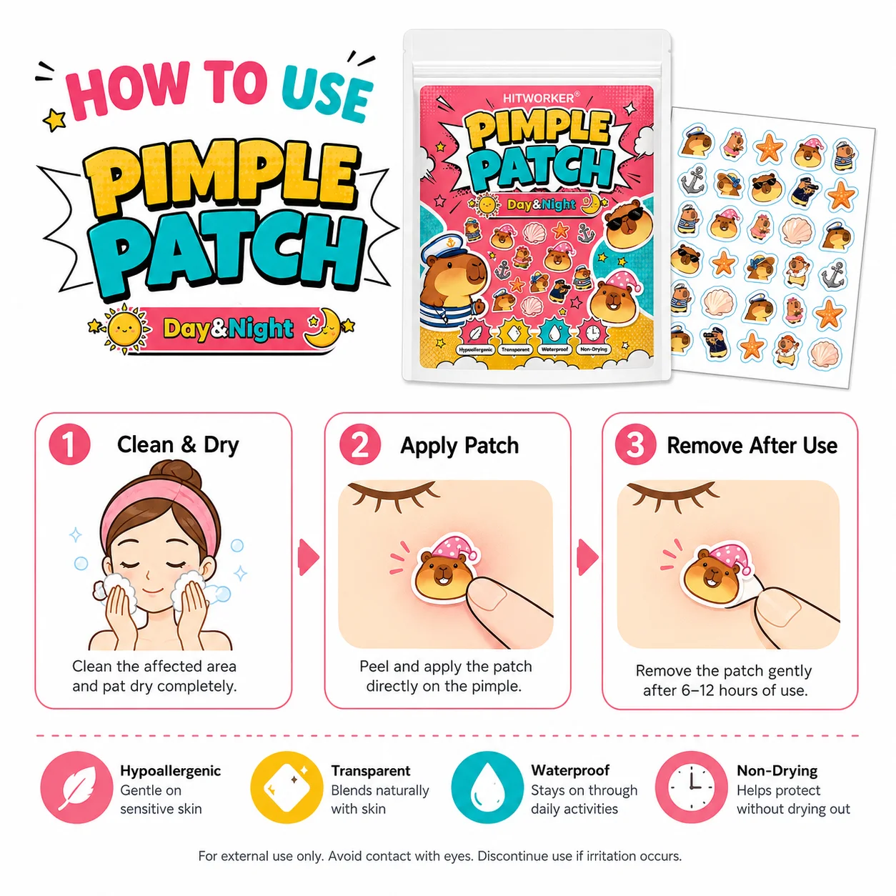 150PCS Pimple Cover Patches, Clear-Look Hydrocolloid Beauty Patches For Day And Night Use, Easy Peel Spot Cover