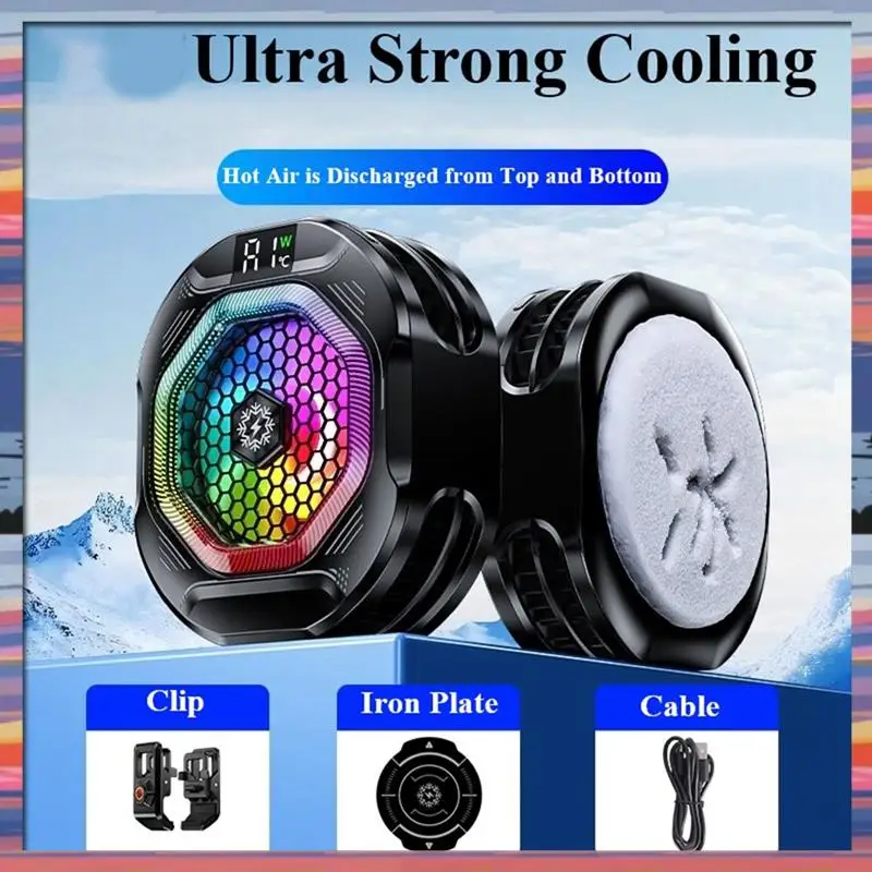 AC18(保証) TH12 24W 半導体磁気氷冷却電話クーラークリップオン高速冷却ゲームクーラー温度制御 B