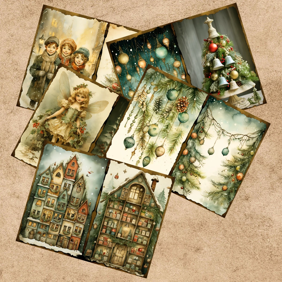 10 Sheets A5 Size Christmas For The Children Background Vintage Grunge Journal Planning Scrapbooking