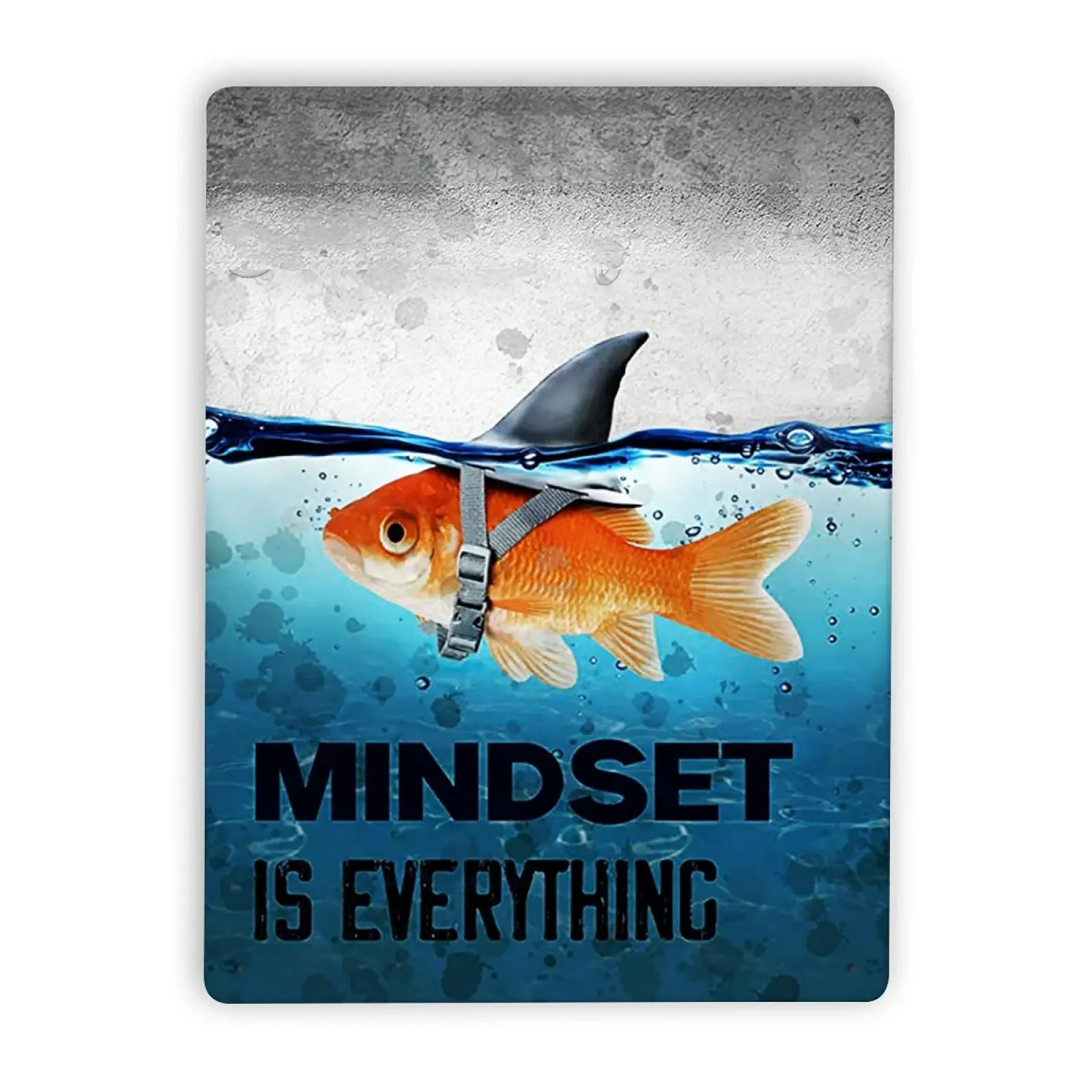 NIEHUN Goldfish Metal Tin Signs Funny Quotes Plaque Mindset is Everything Motivational Inspirational Wall Art Bathroom Art Gi