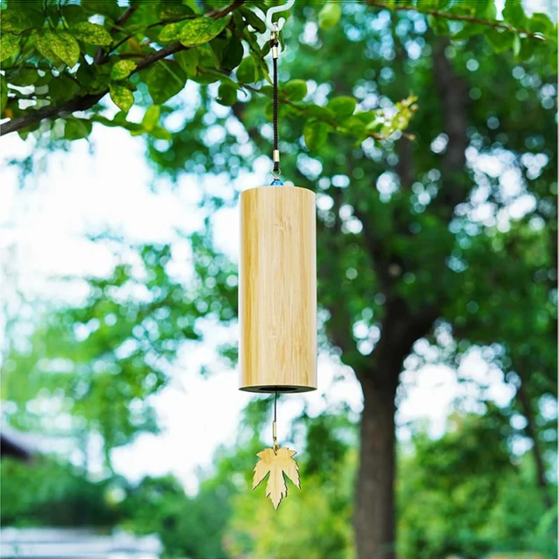 Natural Bamboo Wind Chime Meditation Relaxation Windbell Outdoor Garden Sound Healing Vintage Wind Chime Patio Home Decorations