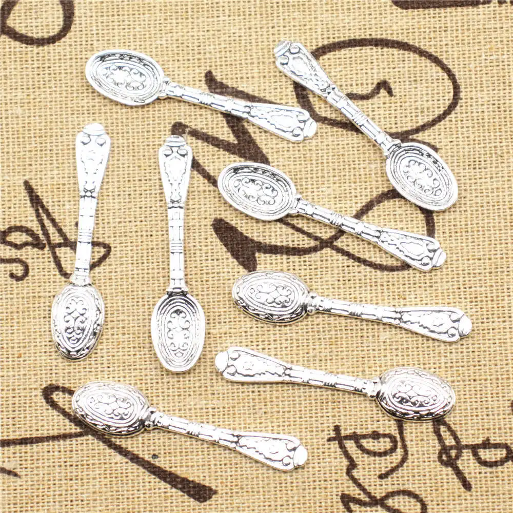 Best Friends Jewelry Accesori Charms Spoon Antique Silver Color Woman Pendant 10x43mm 10pcs