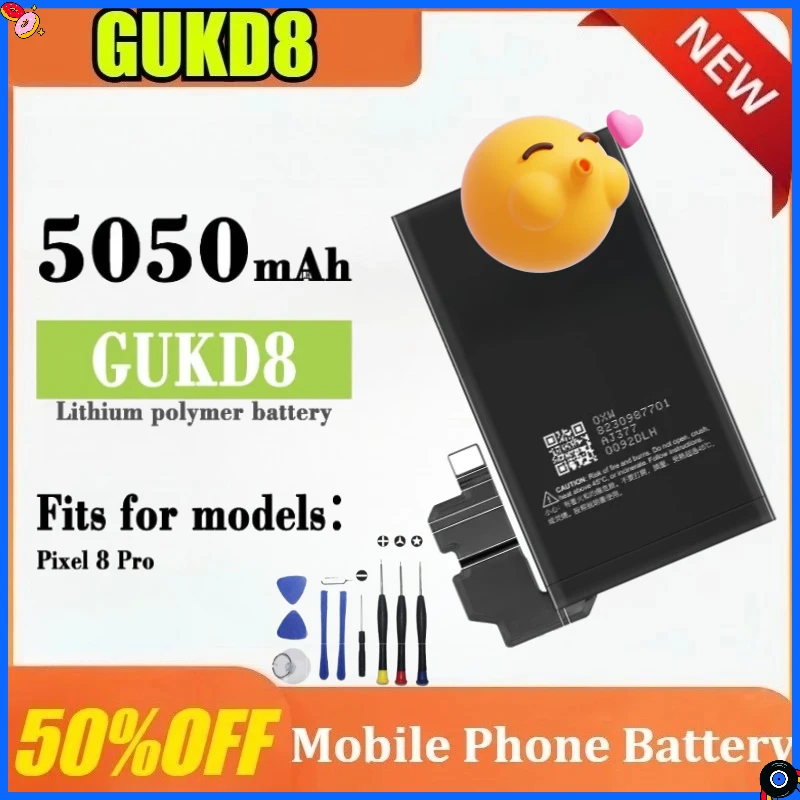 

GUKD8 3.89V 5050mAh Battery for HTC Pixel8 Pro Mobile Phone Replacement Battery for Google Pixel 8 Pro Baterias