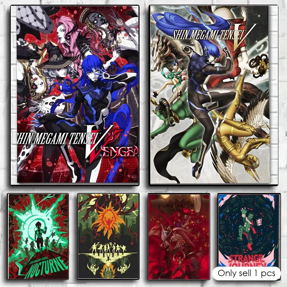 Póster del juego RPG S-Shin Megami TenseiS V, pintura autoadhesiva con impresiones, decoración para el hogar, dormitorio y sala de estar