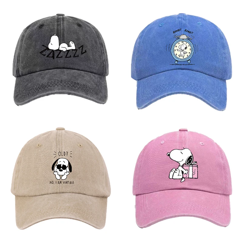 

Snoopy Washed Baseball Cap Fashionable Anime Pattern Sun Hat Sturdy Durable Cotton Polyester Duckbill Cap Children Birthday Gift