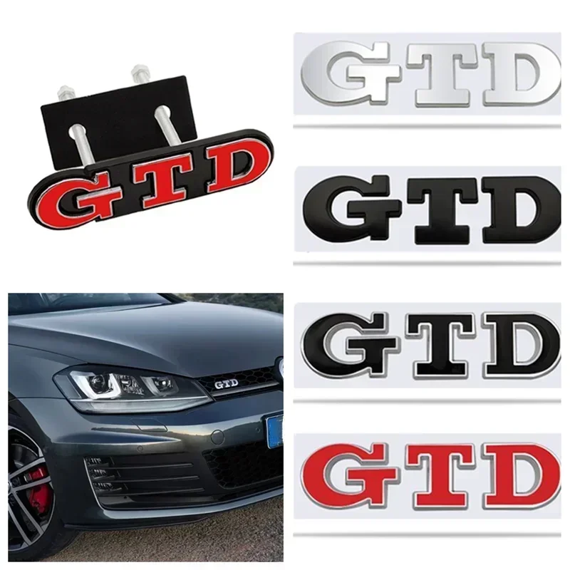 Набор 3D металлических эмблем GTD для немецких хэтчбеков. Эмблемы для передней решетки и заднего багажника с клейкой основой. Обновление в стиле OEM.