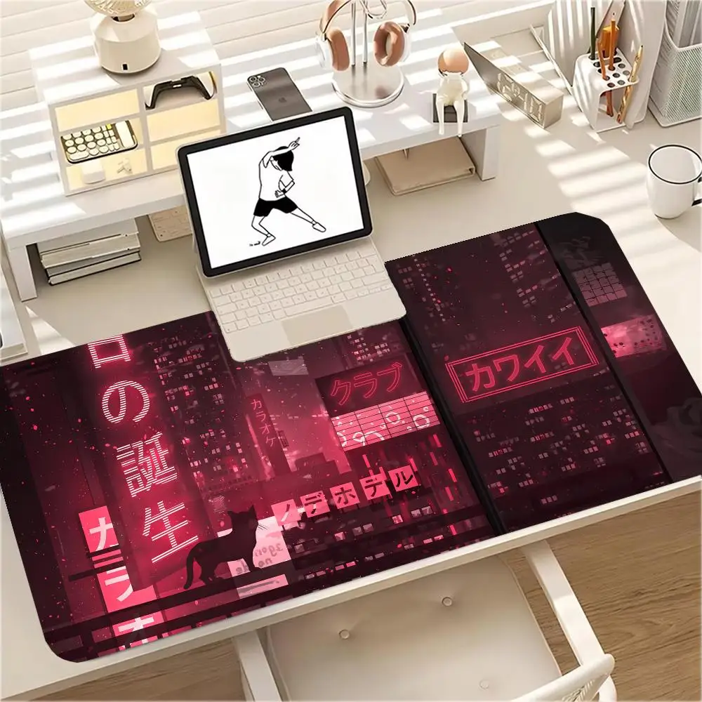 Art Neon City Pattern Mouse Pad 900x400MM Large Gaming Mousepad Keyboard Gamer Rubber Anti-wrinkle Anti-Slip Bottom Desk Mat