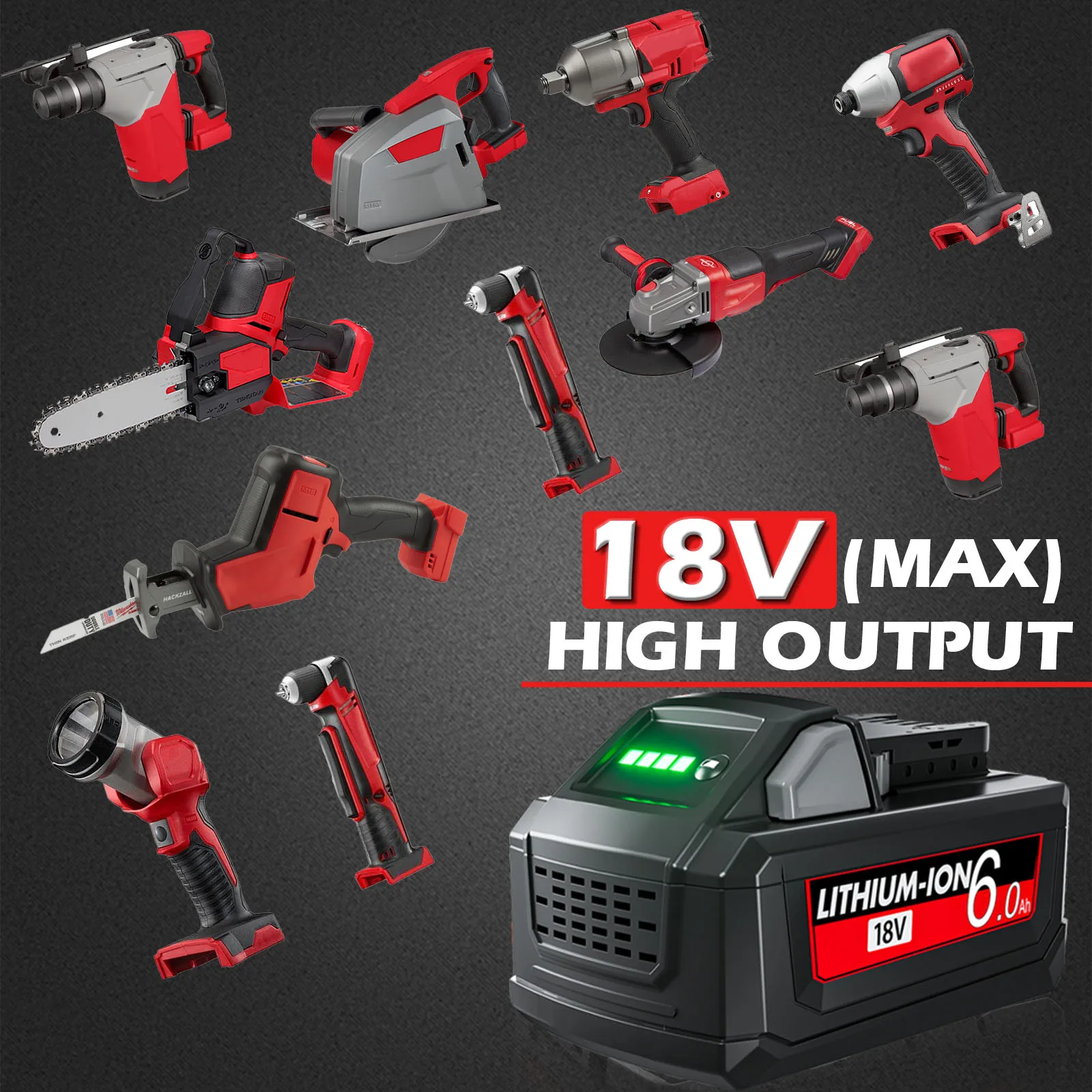 ミルウォーキー用リチウムイオン交換用バッテリー,充電式,デュアル充電器,m18,18v,6000mah,M18B5-XC,ツール,6.0ah