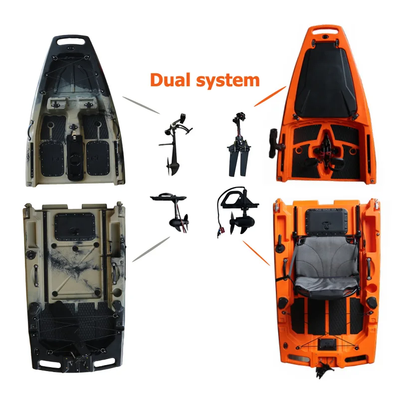 

Vicking 9 ft Ocean Propeller Pedal Drive Kayak Modular 1Person Sea Canoe for Fishing HDPE Plastic Boat Kajak with Electric Motor