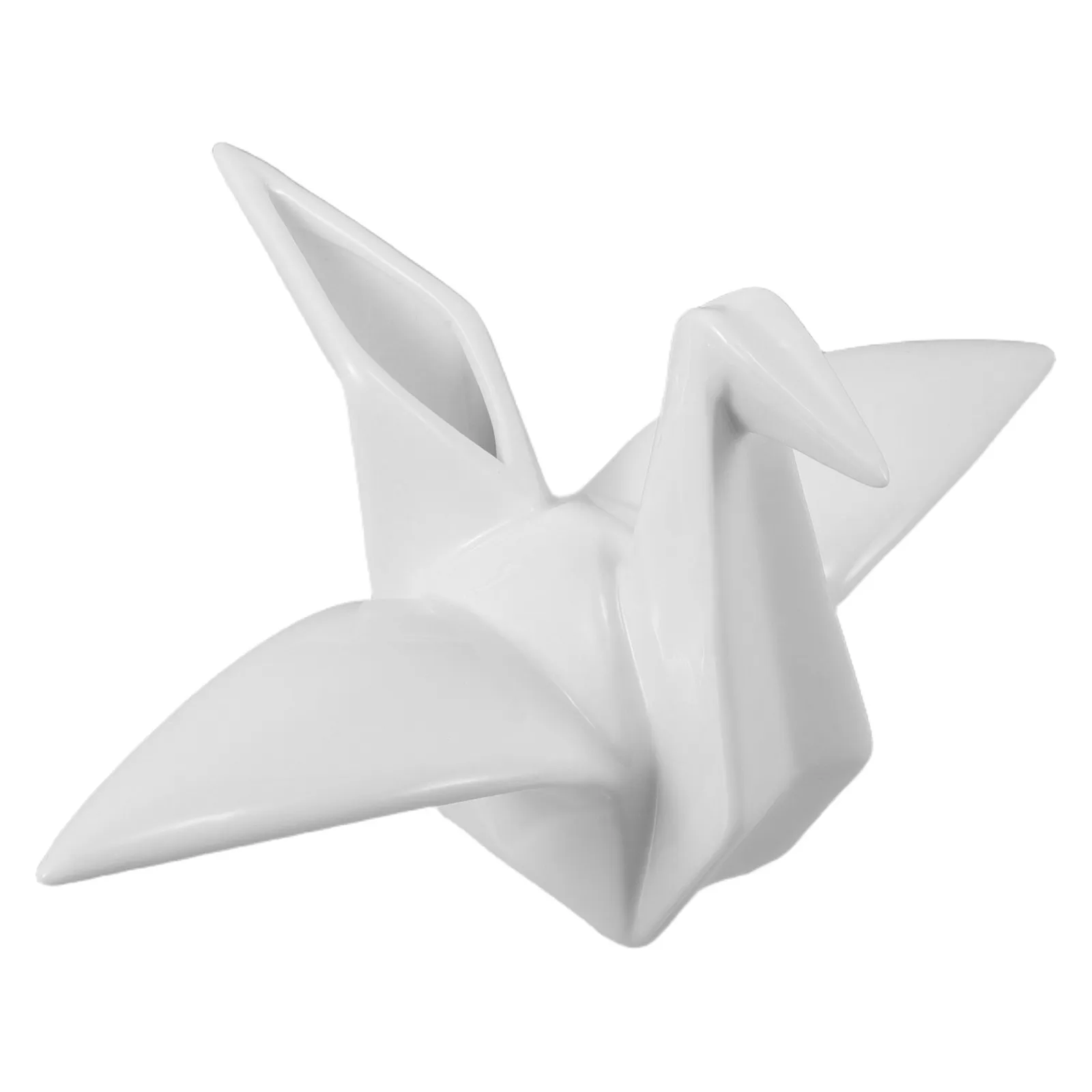 Charming Solid Ceramic Origami Crane Decorative Item Graceful Japanese Accent for Office Desktop Table Bookshelf