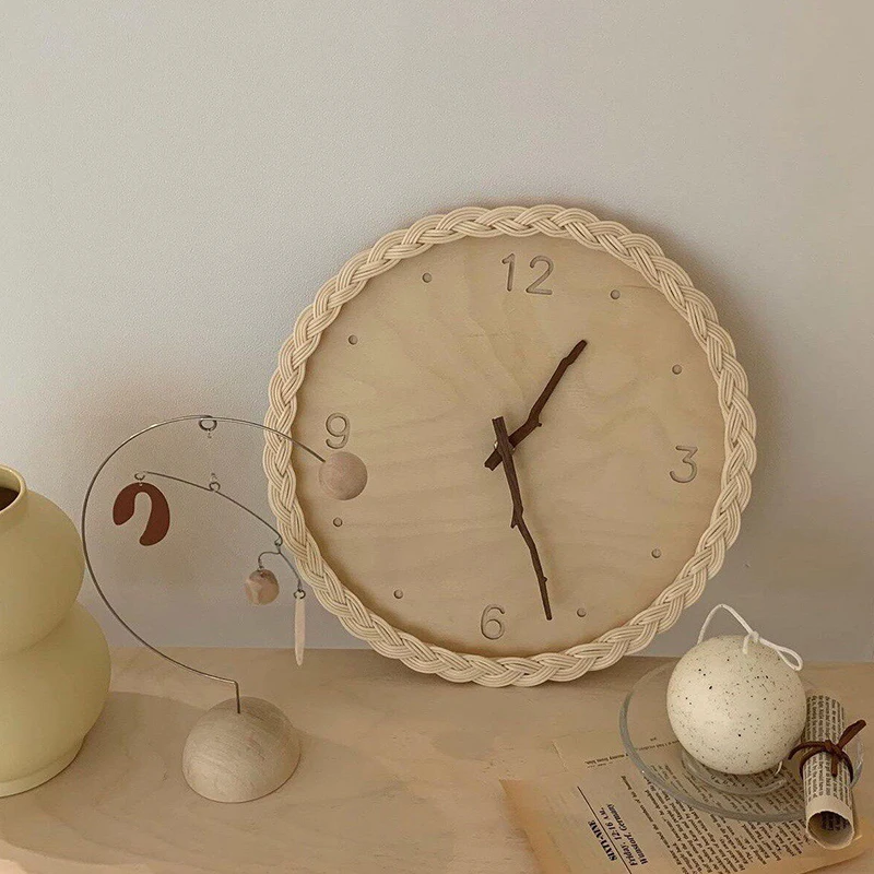 T*-Minimalist Modern Wall Watch Simple Round Design Silent Creative Aesthetic Clock Wall Wooden Interior Horloge Home Decoration