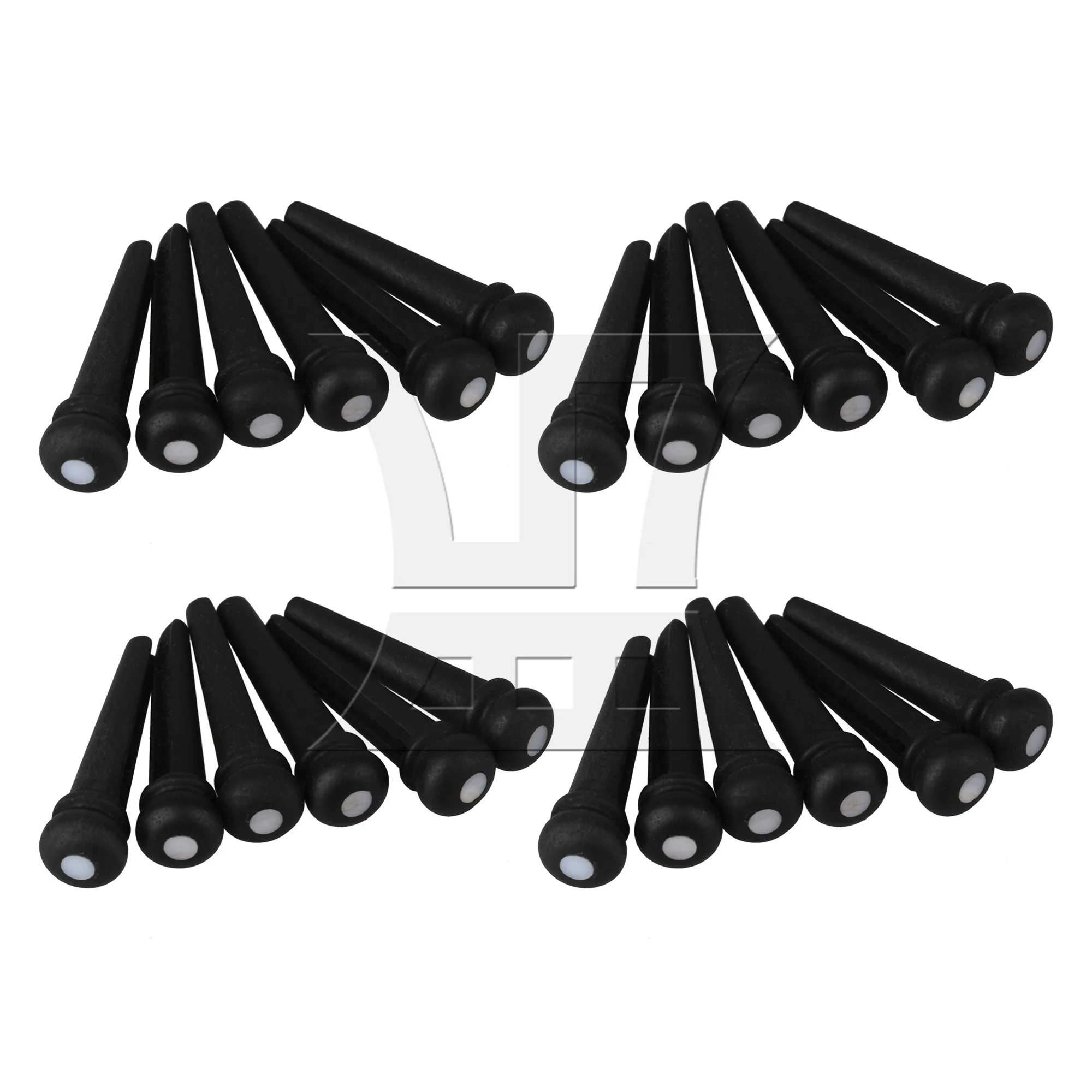 

Yibuy 24 Pcs Ebony Guitar Bridge Pegs Pins for Music Player White Pearl Inlay