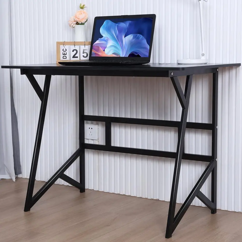 

Computer Desk Modern Black K-shaped Steel Legs Laptop Desk Cable Management Hole Heavy Duty Writing Desk Home Improvement