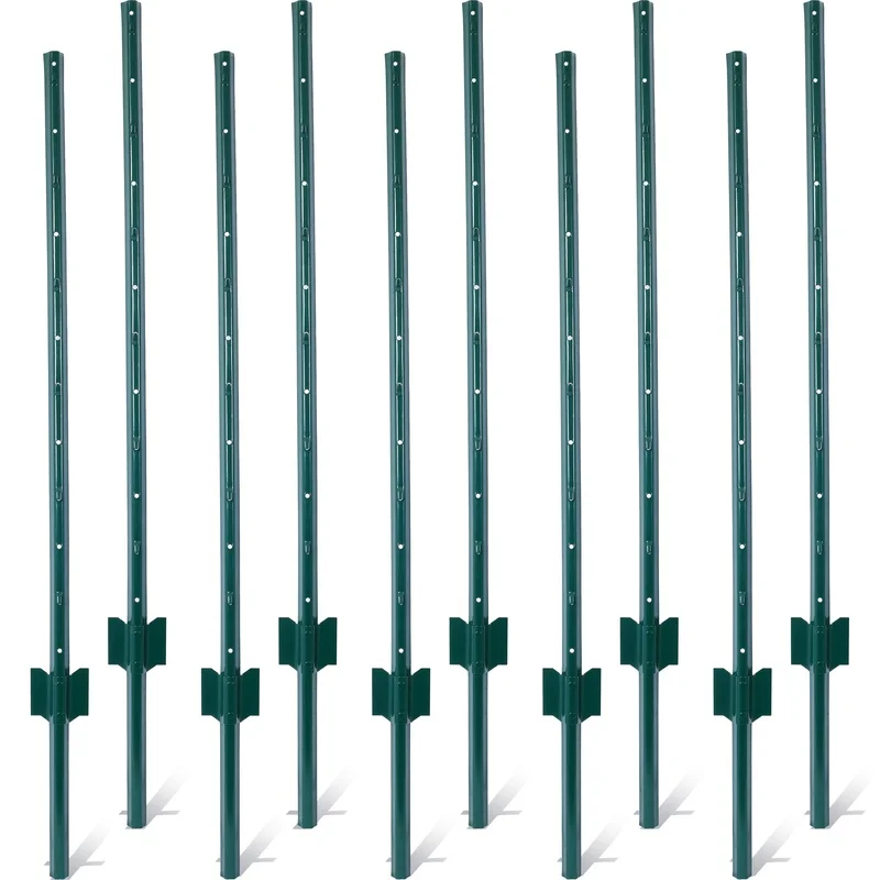 

Heavy Duty Steel U-Post 4FT, 10-Pack for Garden Fence, Corner & Anchor Posts