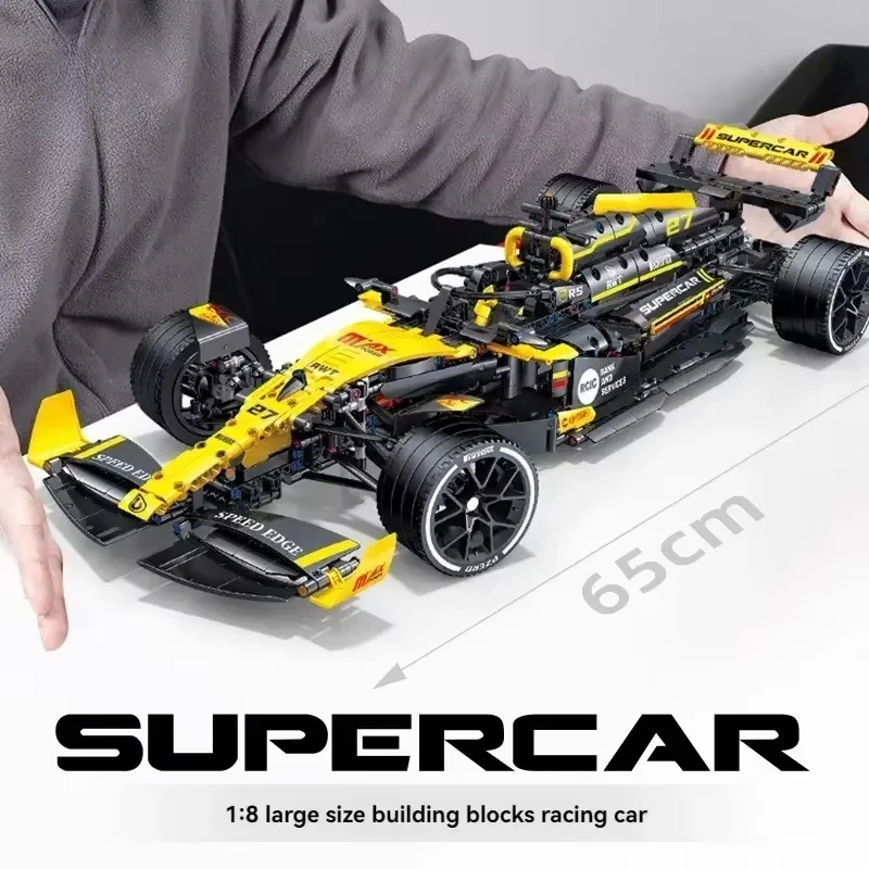 MOC Formula 1 Racing Car Building Blocks Skala 1:8, Model Kit Tim Renault F1 yang Detail, Hadiah Pajangan Koleksi untuk Dewasa & Remaja