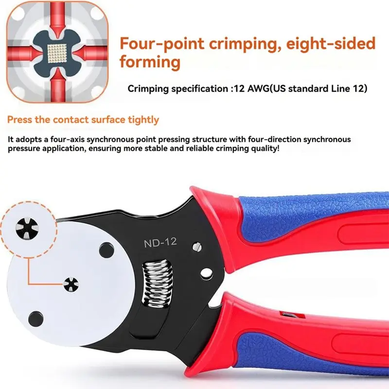 ABLN-For Deutsch Barrel Crimp Tool 12/16/20 Connector Tool 4 Way Indent 8 Impression Type Closed Crimper Pin Crimping Tool C
