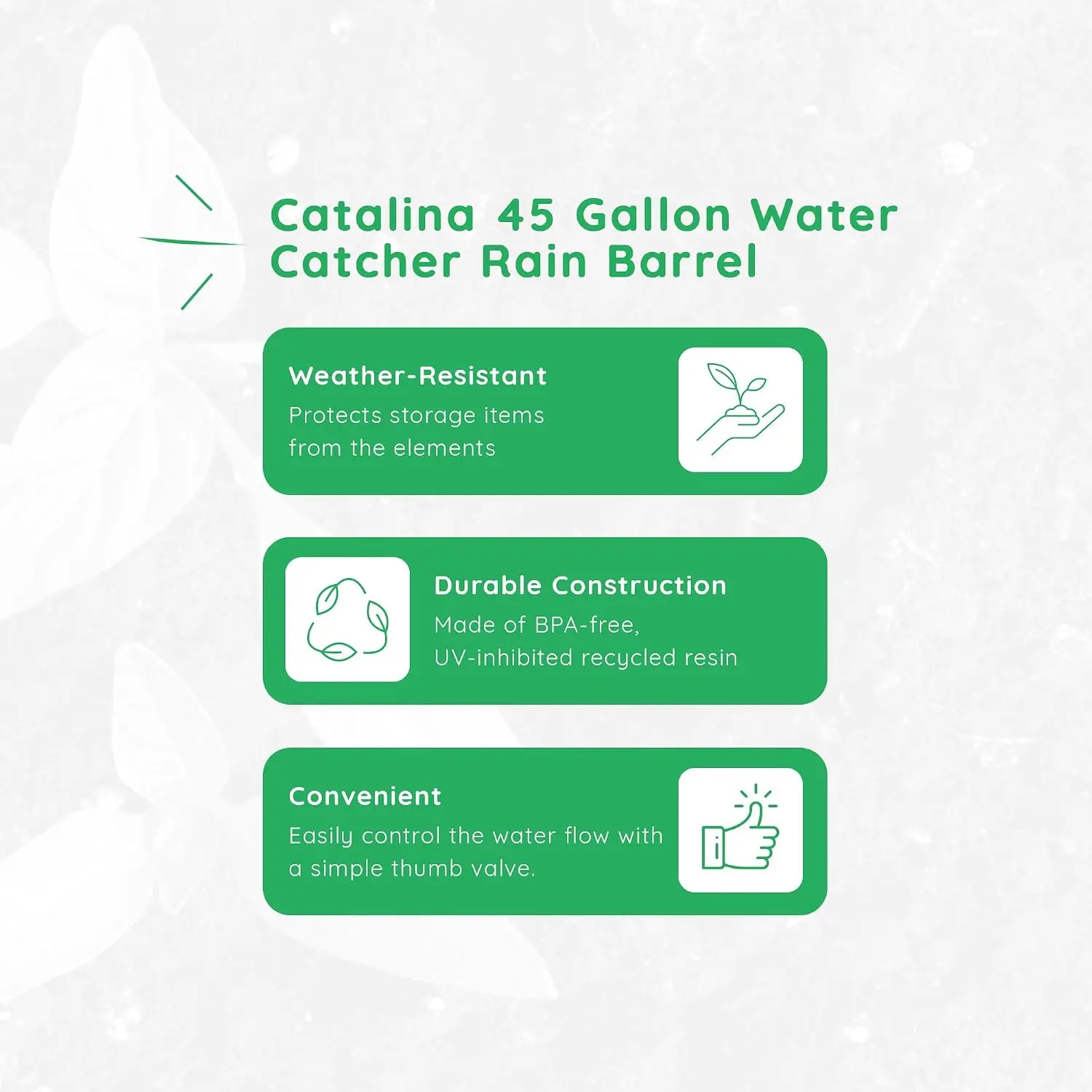 Catalina 45 Gallon Rain Barrel, Black