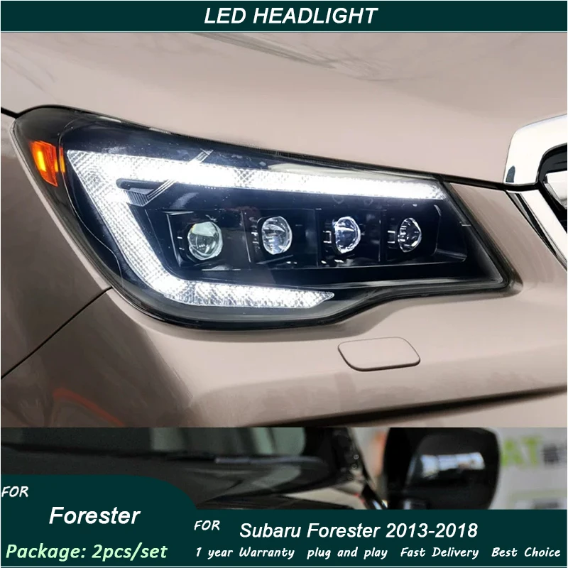 Car For Subaru Forester Headlight 2013-2018 Upgrade Modified to New DRL Dynamic Turn Signal LED Headlight Auto Accessories