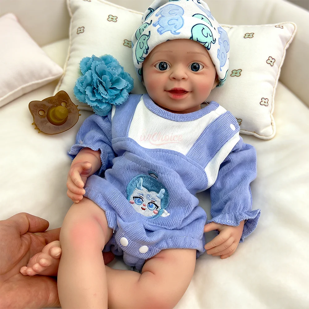

Adorable Silicone Reborn Baby Boy 18Inch Full Body Soft Handcrafted Lifelike Reborn Baby Doll Blue Eyes Newborn Christmas Gift