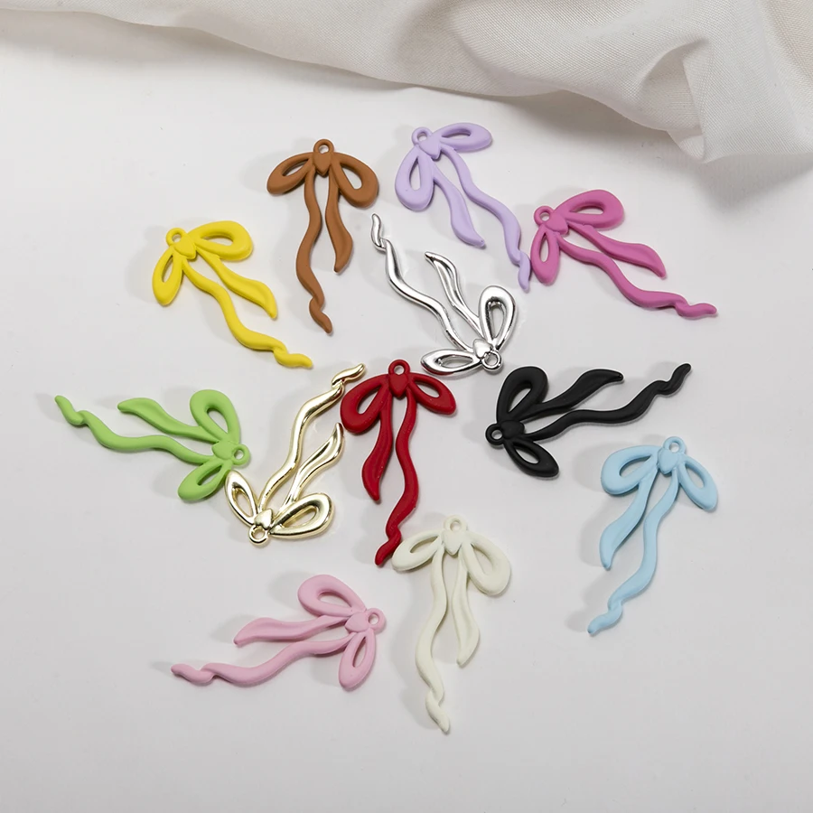 New 10pcs/lot Colorful Enamel Cute Bowknot Charms Multi-style Bow Pendant For DIY Necklaces Earrings Jewelry Making Accessories
