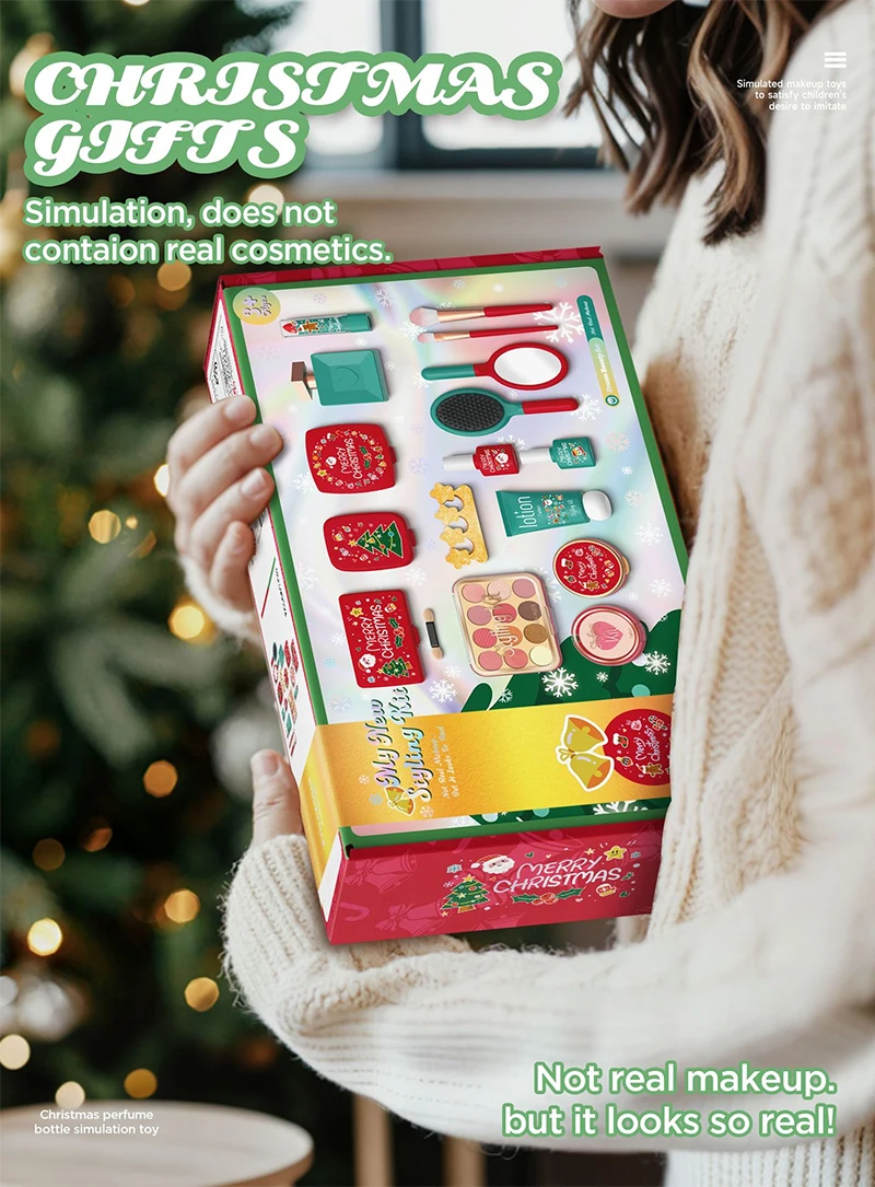 Jouets de maquillage simulés pour enfants, boîte à cadeaux de noël en édition limitée, jouets de jeu de maison, jeu de rôle, jouets de beauté pour filles, ensemble cadeaux