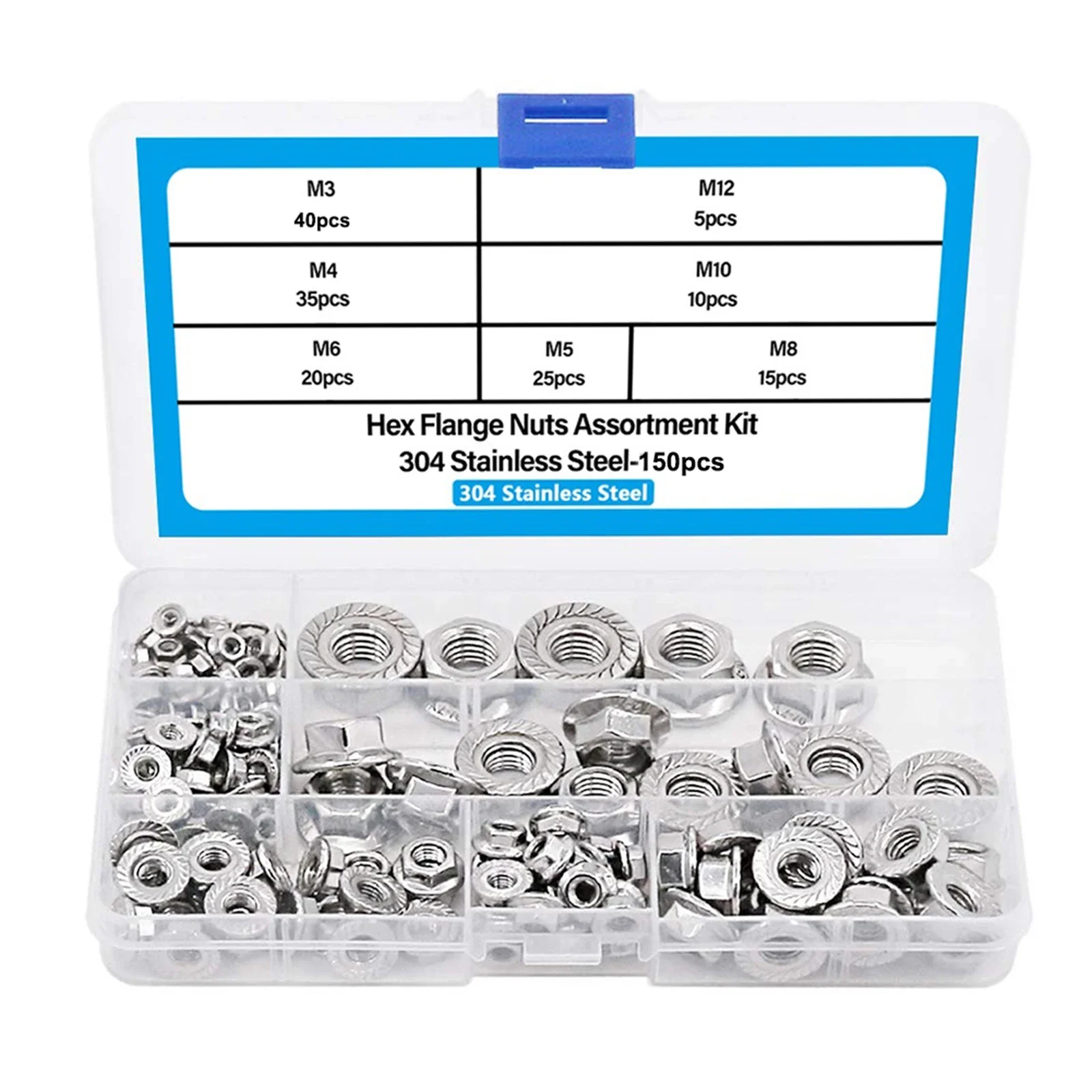 

DIY Repairs Hex Flange Nuts Stainless Steel Nuts For Automotive Bearing Hex Lock Nuts 304 Stainless Steel Material