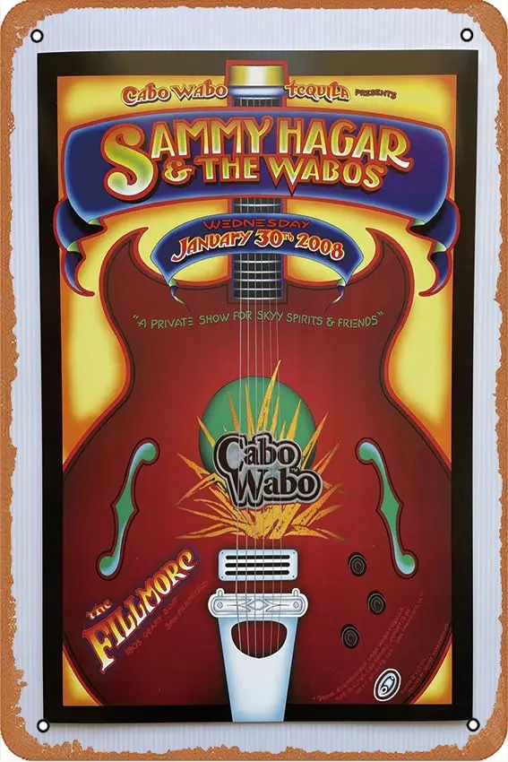 Sammy Hagar & The Wabos Concert Poster 2008 Metal Signs Hippie Gifts for Office Club Restaurant Bathroom Signs Hippie Poster