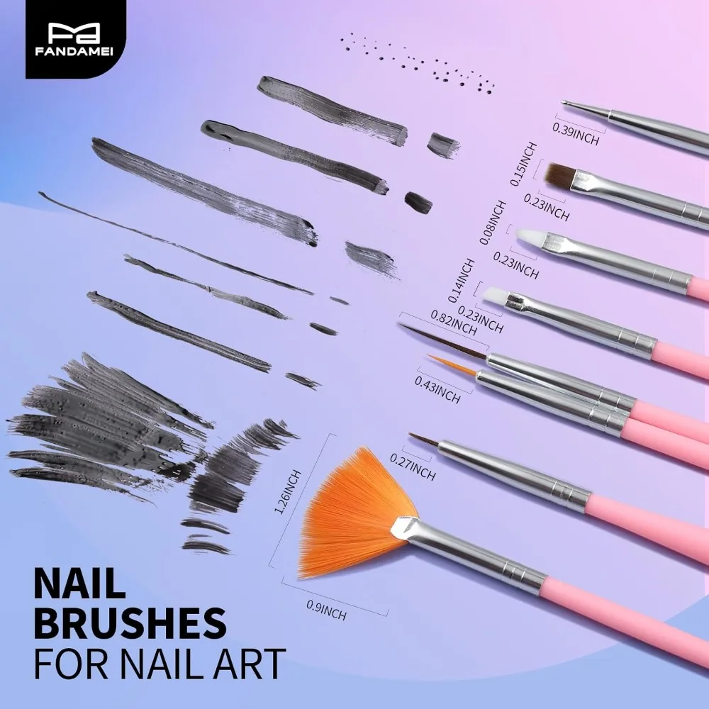15 PCS Nail Art Brushes and 5 PCS Dotting Tools Set with Nail Stand Holder for Painting Press On Nails Manicure Design Professional Salon Art Tool Kit