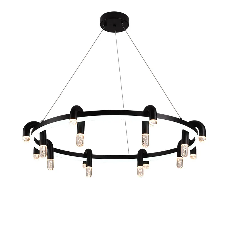 

Nordic round living room chandelier modern simple dining room light master bedroom bar clothing store commercial Zhongshan lamps