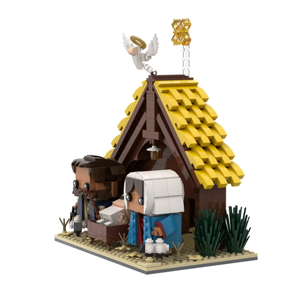 MOC Kerststal Model Bouwstenen Jezus Serie Mary Joseph Jesus MINI Figuur Angel Cross House Bricks Speelgoed DIY Idee Cadeau