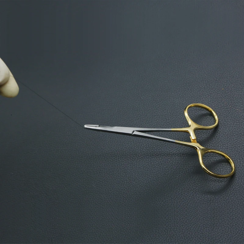 Needle Holder Insert with Scissors 12.5cm 14cm Needle Holder with Scissors Multifunctional Gold Handle Clamp Needle Holder