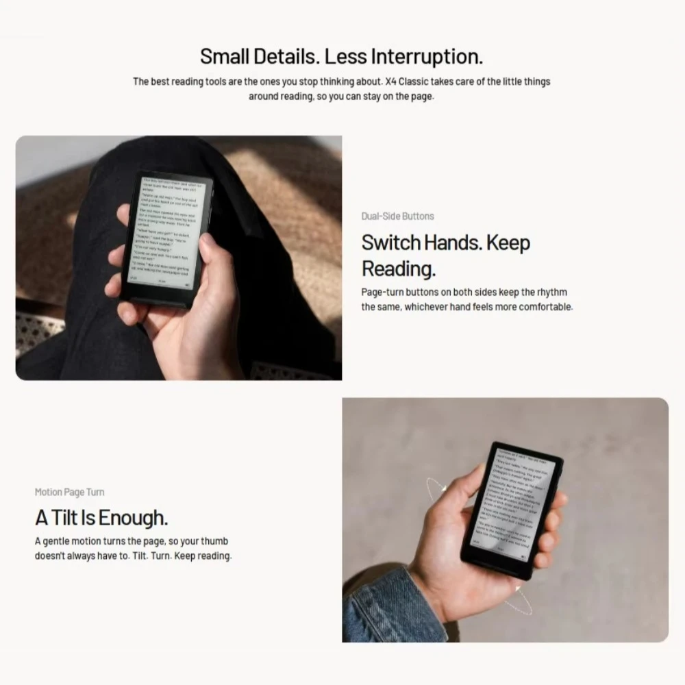 XTEINK X4 Classic International Version Pocket Ereader Ultra-Light 68g 4.9mm Thin E-Ink 4.3