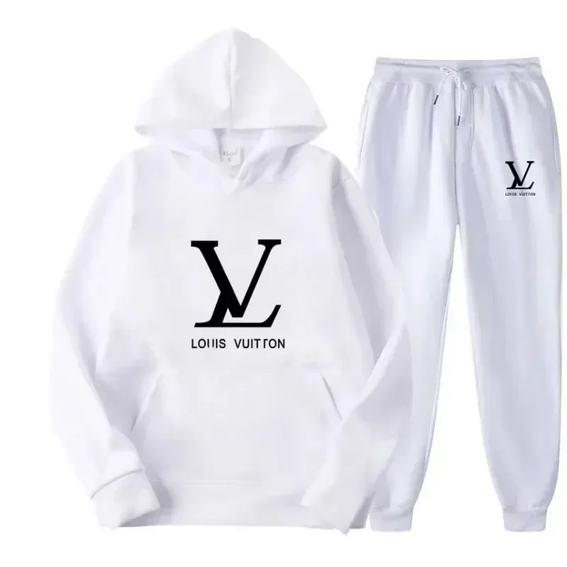 Autumn and winter new men's and women's hooded sweatshirts and pants 2-piece outdoor fashion jogging men's casual sportswear set image 3