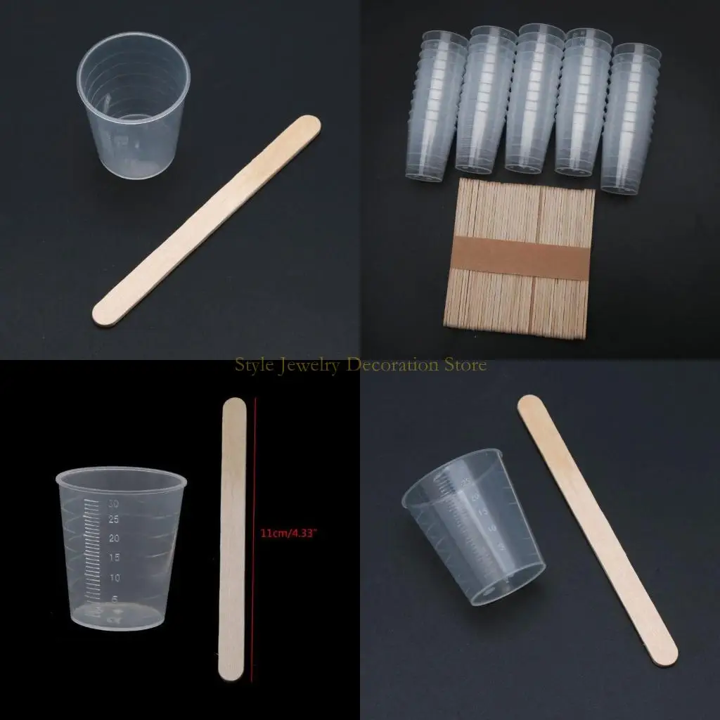 

D46E 50pcs 30ml Resin Mixing Cup DIY Epoxy Resin Casting Moulds Tools with Stirring Jewelry Making Craft for Beginner