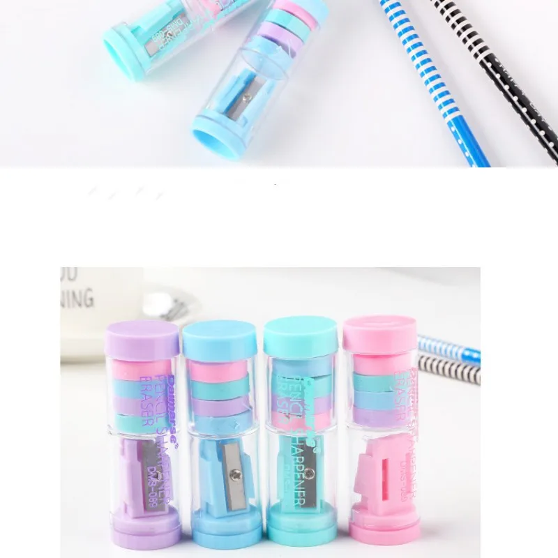 かわいいキャンディーカラー鉛筆削り、カワイイ消しゴム、学用品に戻る、4個、1個、2個