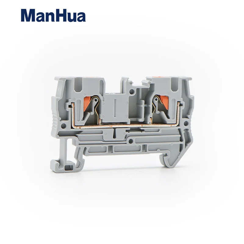 ManHua 10Pcs PT4 Terminal Block  Wiring Connectors Push In Din Rail Mounted Spring Screwless Feed Through Wire Conductors