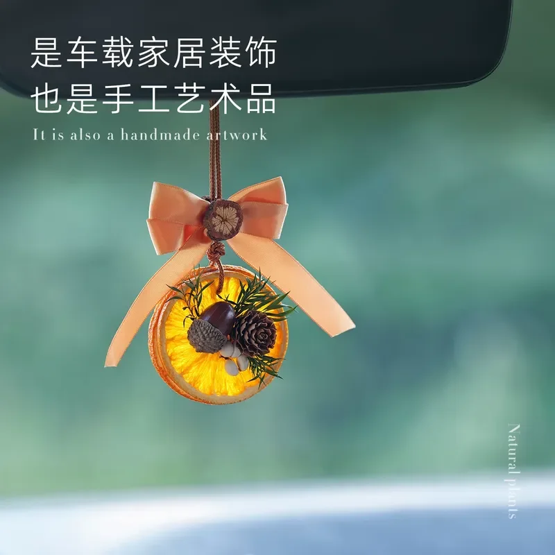 Big Orange Dali Car Pendant Thinking Orange Natural Orange Slices Aromatherapy Car Hanging Decorative Pendant Christmas
