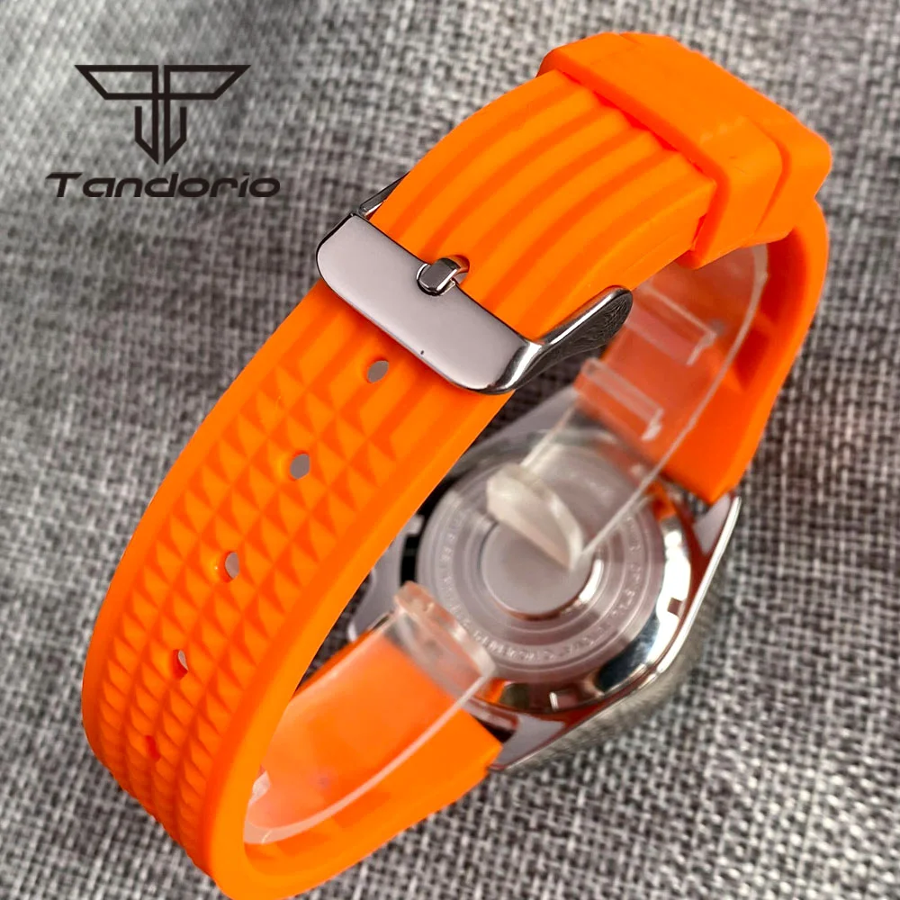 Tandorio NH35A Orange Dial Auto Date 37mm 200M Luminous Automatic Dive Watch for Men Lady Sapphire Glass Ceramic Rotating Bezel