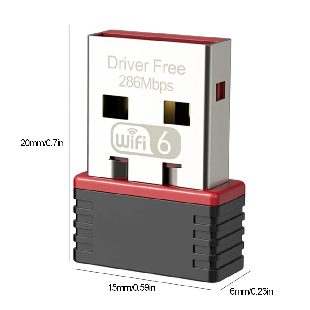 Adaptador de red USB WIFI 6 Dongle, tarjeta de red SIN controlador, 286Mbps, alta velocidad, 2,4 GHz, para ordenador portátil y PC