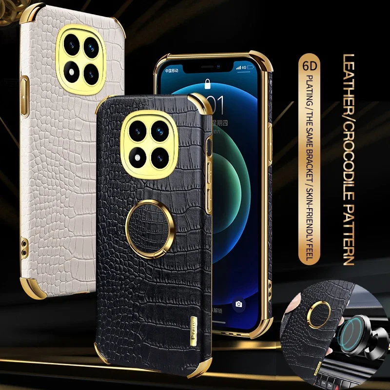 

Для Redmi 14C Note 14 Pro Plus 4G 5G чехол для телефона с магнитным кольцом и текстурой крокодила, силиконовый мягкий чехол из искусственной кожи