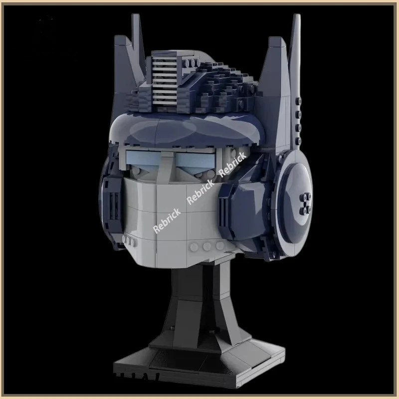 Motorcycle Man Helmet Alternate Build MOC, Detailed Stylish Rider Headgear Model for Adult Collectors and Desktop Art Display