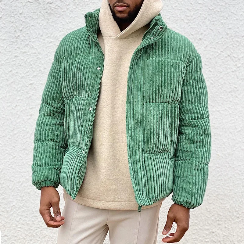 New Winter Men\'s Jacket Coats Corduroy Cotton Jacket Warm Bomber Jacket Loose Short Tops Bakery Wear